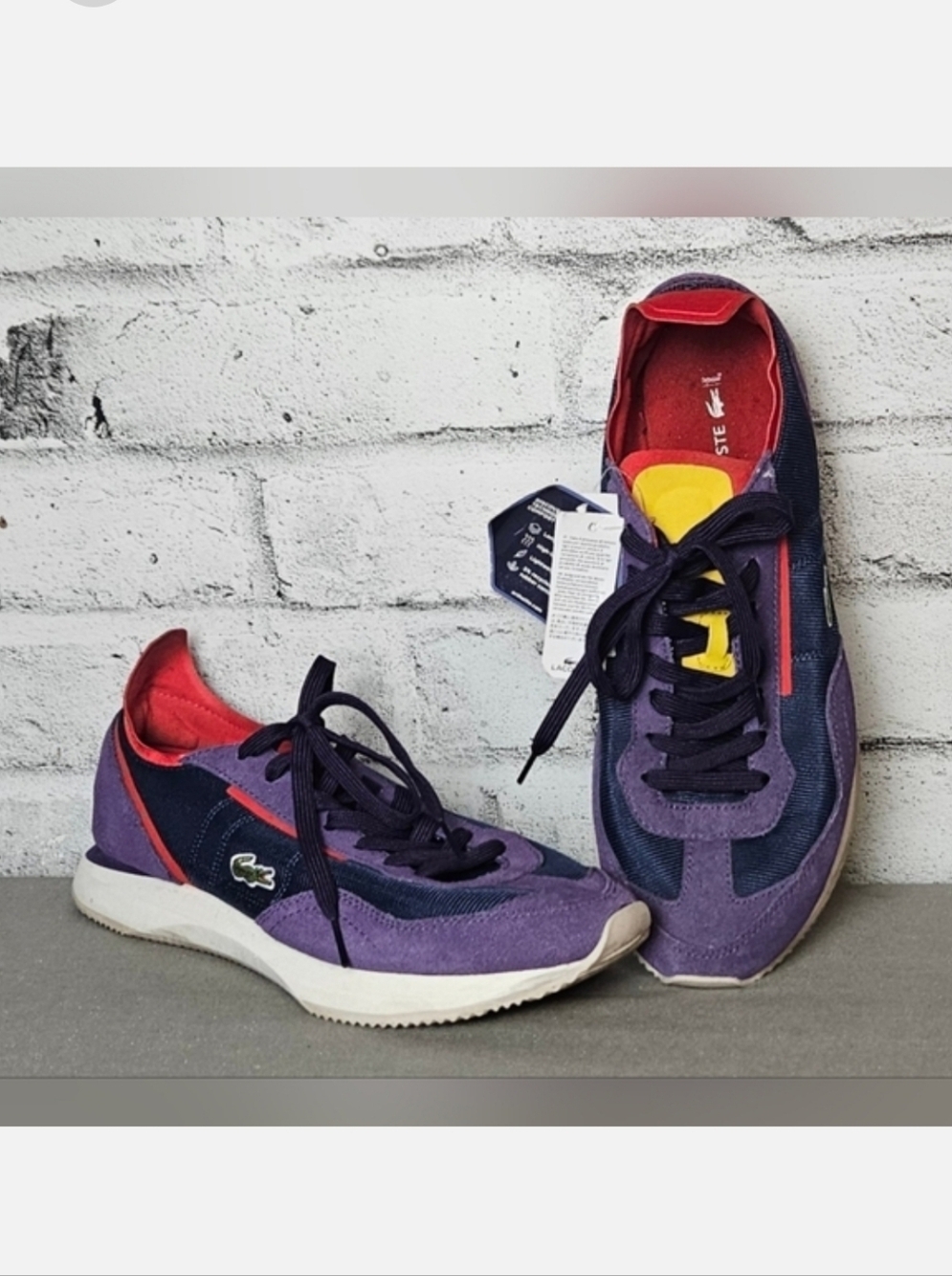 Lacoste Colorblock Suede Sneakers Retro Runner Purple Red Size 9